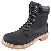 Forever LINK WHITNEY-25 Women's Ankle High Combat Hiking Boots-3,Black,