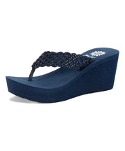 Yellow Box Deloise EVA Wedge Platform Embellished Sandals Navy