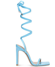 Steve Madden Uplift Baby Blue Patent Strappy Open Toe Stiletto High Heel Sandal