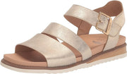 Dr. Scholl's Island Glow Lt. Gold Metallic Smooth Ankle Strap Flats Sandals