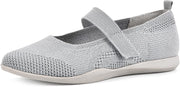 Cliffs by White Mountain Playful Lt Grey/Knit/Fab Mary Jane Style Slip On Flats