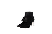 Schutz Lattoya Classic Bootie - Black Suede Mid Heel Pointed Toe Dress Booties