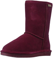 Bearpaw Women's Emma Short Fashion Boot Bordeaux Suede Burgundy Fur Lined Boots