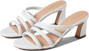 Cole Haan Adella White Leather Squared Open Toe Slingback Block Heeled Sandals