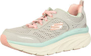 Skechers D'Lux Walker Infinite Motion Grey/Coral Lace Up Mesh Low Top Sneakers