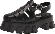 Steve Madden Echo Black Ankle Strap Chunky Platform Block Heel Fisherman Sandals