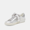 Dolce Vita Zina Silver Multi Leather Lace Up Low Top Round Toe Fashion Sneakers