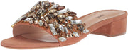 Schutz Women's Victoria Slide Sandal Toasted Nut OPen Toe Jeweled Mule