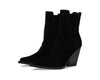 Nine West Glena2 Black3 Suede Pointed Toe Stacked Block Heel Pull On Ankle Boots