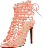 Privileged Monapisa Blush Pink Nude Caged Designer Single Sole Stiletto sandals