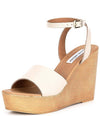 Steve Madden Welsh Bone Leather Ankle Strap Open Toe Platform Wedge Sandal