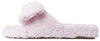 Luxemoda Women's Cloud Bow Detail Flat Slider Faux Shearling Sandal Blush Pink