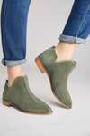 Kelsi Dagger Alley Olive Back Zip Genuine Leather Upper Ankle Suede Booties