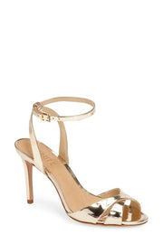 Schutz Women's Olyvia Platina gold leather high heel ankle strap sandals