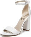 Sam Edelman Yaro Bright White Ankle Strap Open Toe Block Heeled Pump Sandals