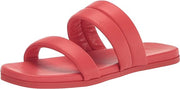 Dolce Vita Adore Red Leather Slip On Strappy Open Squared Toe Slides Sandals
