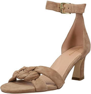 Cole Haan Adella Braid Light Whiskey Suede Ankle Strap Block Heeled Sandals