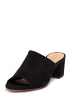 Schutz Timon Stacked Heel Peep Toe Slide On Block Heel Mule Sandal Black