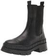 Steve Madden Barclay Black Leather Fashion Pull On Rounded Toe Chunky Ankle Boot