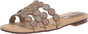 Sam Edelman Bay Gold Leaf Marche Embellishment Slides Open Toe Leather Sandals
