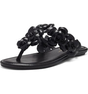 Jessica Simpson Ginima Black Flip Flop Flower Thong Mule Slide Slip-On Sandals