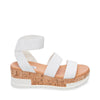 Steve Madden Bandi White Cork-Wrapped Textile Ankle Strap Platform Wedge Sandal