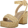 Sam Edelman Iliana Summer Sand Raffia Ankle Strap Open Toe Block Heeled Sandals