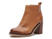 Vince Camuto Gorgan Light Cognac Tan Leather Block Heel Ankle Bootie Boots