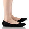 Bella Marie Angie-53 Black Women's Classic Ballet Suede Flats