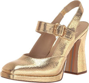 Sam Edelman Jildie Amber Gold Mary Jane Platform Slingback Dress Pumps Sandals