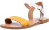 Steve Madden Donddi Yellow Multi Open Toe Ankle Strap Banded Flat Sandals