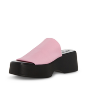 Steve Madden Slinky Pink/Black Slip On Open Squared Toe Fashion Slides Sandals