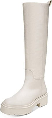 Sam Edelman Larina Ivory Leather Chunky Lug Sole Knee High Riding Boots