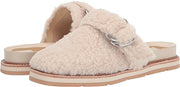 Dolce Vita Verna Natural Plus Slip On Round Toe Fur Detailed Flat Slides Sandals