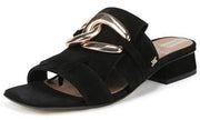 Sam Edelman Masha Black Squared Open Toe Slip On Block Heel Slides Sandals