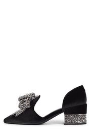 Jeffrey Campbell Valenti-J Embellished Bow Loafer Pointed Toe Pump BLACK VELVET