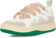 Steve Madden Roaring White/Green Double-Laced Lace Up Low Top Fashion Sneakers