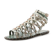 Ivy Kirzhner Santorini Green Snake Caged Gladiator Flat Ankle Strap Sandals