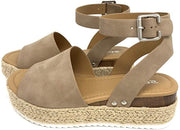 Soda Topic Casual Espadrilles Wedge Ankle Strap Sandal Natural (7.5)