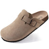 KIDMI Genuine Suede Clogs Cork Footbed Leather Mules Potato Shoes Arch Support 36