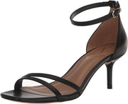 Sam Edelman Peonie Black Leather Ankle Strap Open Toe Strappy Kitten Heel Sandal