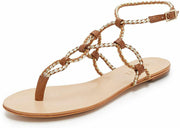 Schutz Veda Wood Platina Flat Sandals Thong Flat Fashion Strappy Sandals