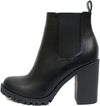 Soda Glove Chelsea Black Chunky Lug Sole Elastic Gore Wide Ankle Fashion Boots