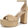 Sam Edelman Jullian Bleached Beechwood Open Toe Ankle Strap Block Heeled Sandals