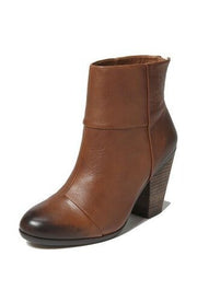Vince Camuto Hadley Cognac Leather Block Mid Heel Zipper Rounded Toe Boots