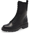 Sam Edelman Lex Black Leather Chunky Heel Rounded Toe Lace Up Ankle Combat Boots
