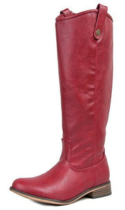 Breckelle's Rider-18 Womens Red Vegan Leather Riding Boots (5.5)