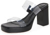 Schutz Platform Black Open Toe Translucent Straps Block High Heel Sandal