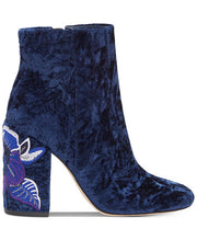 Jessica Simpson Wazlin Acai Black velvet Floral Block Heel Boots Booties