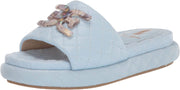 Sam Edelman Karinda Riviera Blue Round Open Toe Slip On Cushioned Slides Sandals